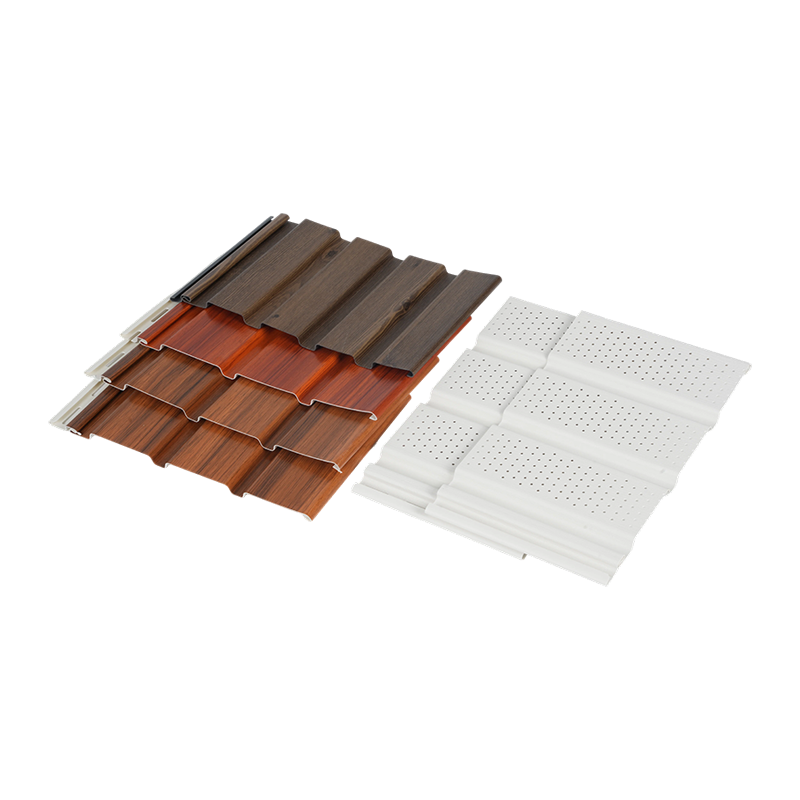 Panel Soffit Eave PVC Padat & Berventilasi Serat Kayu