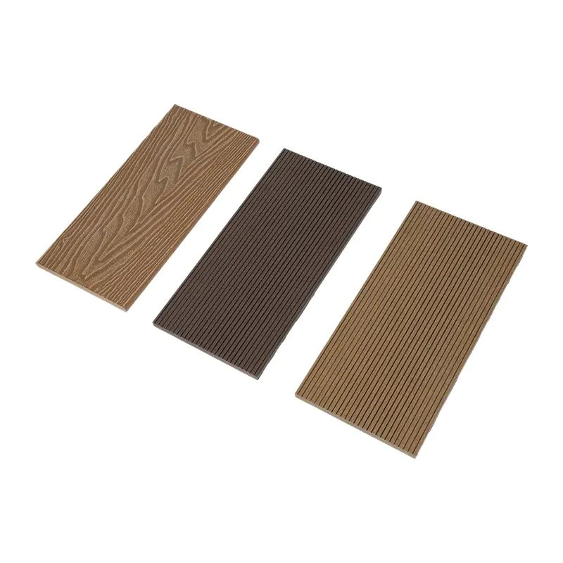Papan Lantai Teras Luar Ruangan Tahan Air Decking WPC Padat Anti Selip